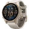 Смарт-часы GARMIN FENIX 8 – 43 мм, AMOLED Sapphire, золотистые с силиконовым ремешком цвета туманный серый/темный песчаник 010-02903-11